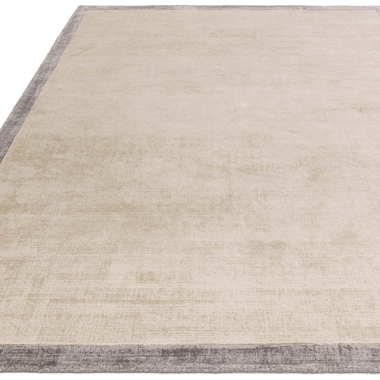 Blade Border Plain Viscose Rug - Handwoven Distressed High-Sheen Silky Soft Luxury