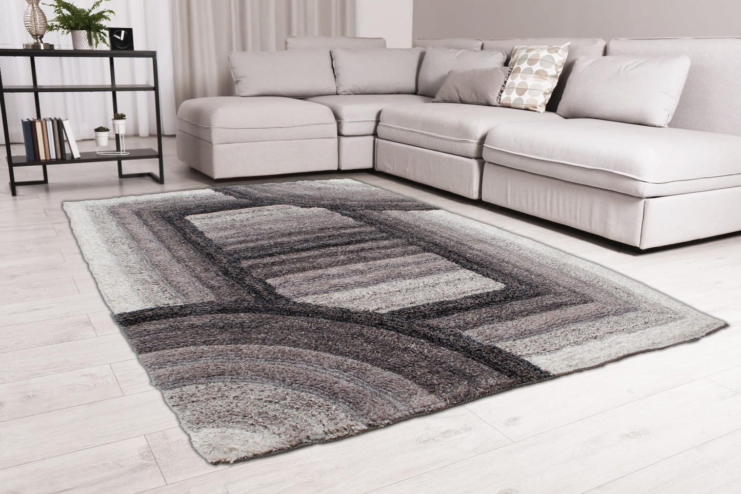 Shaggy Rug for Living Room Bedroom Dining Room Carpet Soft Plush Fluffy Silky Area Floor Trellis Pattern 3D Shaggy Rug in Large Size 160x230 cm (5'3"x7'7")
