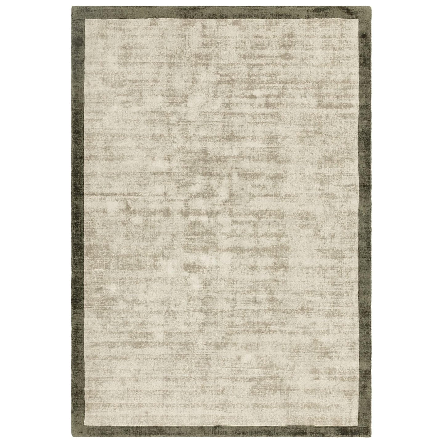Blade Border Plain Viscose Rug - Handwoven Distressed High-Sheen Silky Soft Luxury
