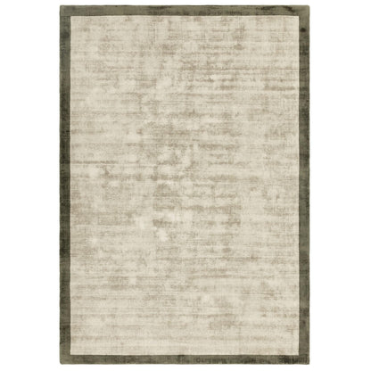 Blade Border Plain Viscose Rug - Handwoven Distressed High-Sheen Silky Soft Luxury