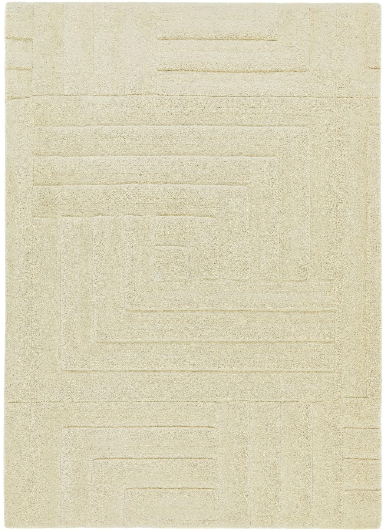 Maze Wool Rug for Living Room Bedroom Hand Tufted Thick Heavyweight Luxurious 3D Geometric Rug