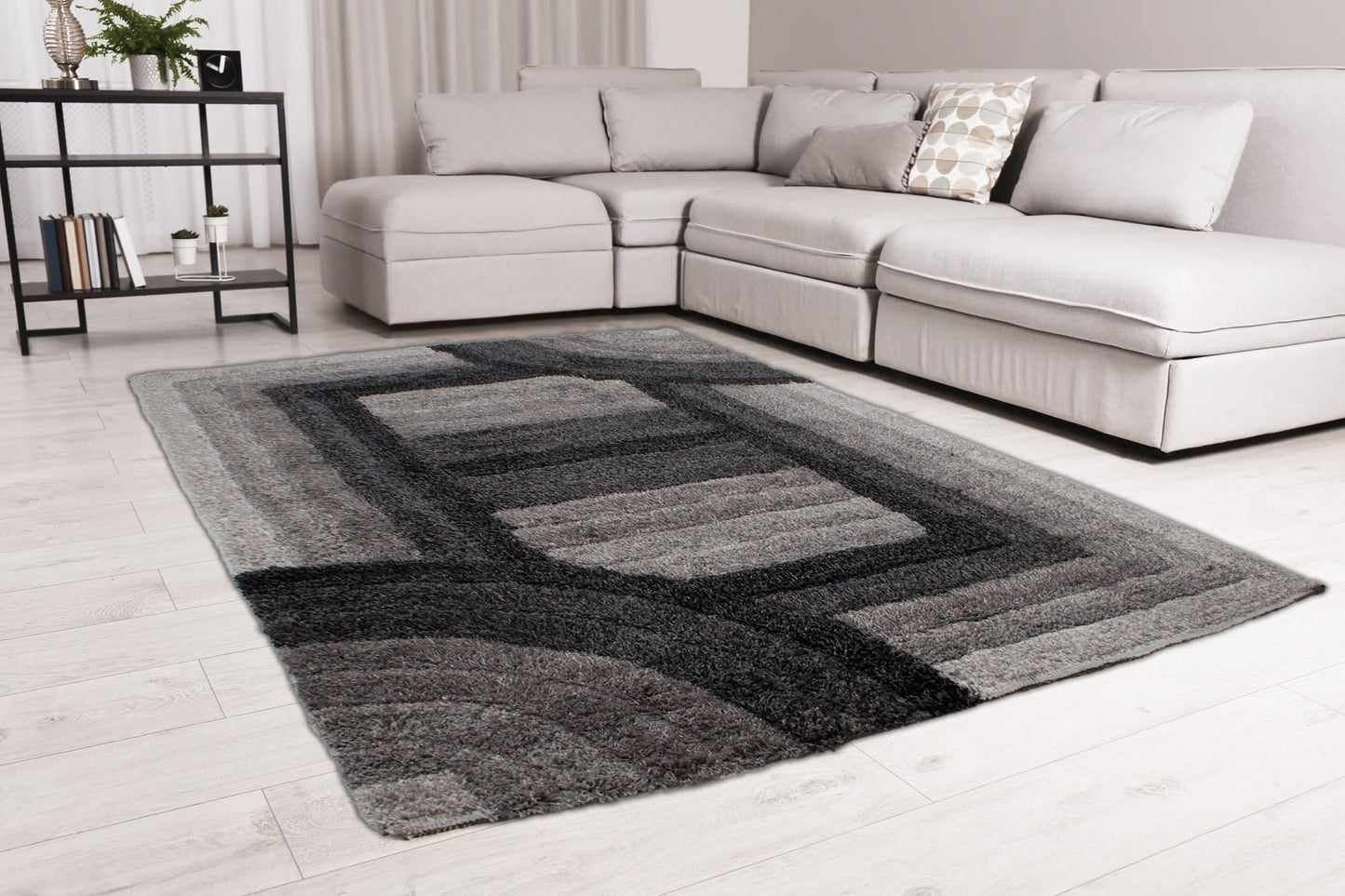 Shaggy Rug for Living Room Bedroom Dining Room Carpet Soft Plush Fluffy Silky Area Floor Trellis Pattern 3D Shaggy Rug in Large Size 160x230 cm (5'3"x7'7")
