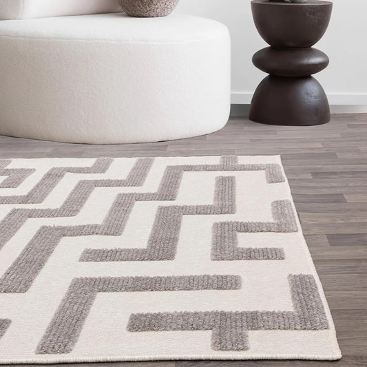 Cove Grey Washable Rug – Soft Abstract Short Pile Carpet