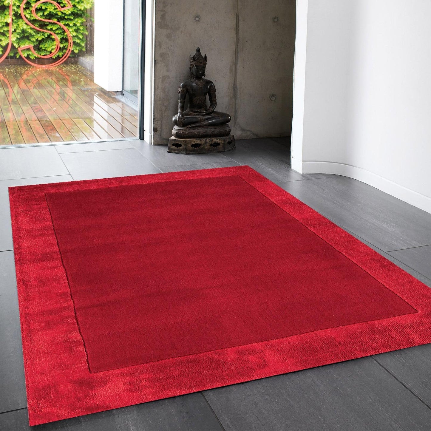 Ascot Rug for Living Room Bedroom Soft Wool Plain Hand Woven High Shine Viscose Bordered Rug