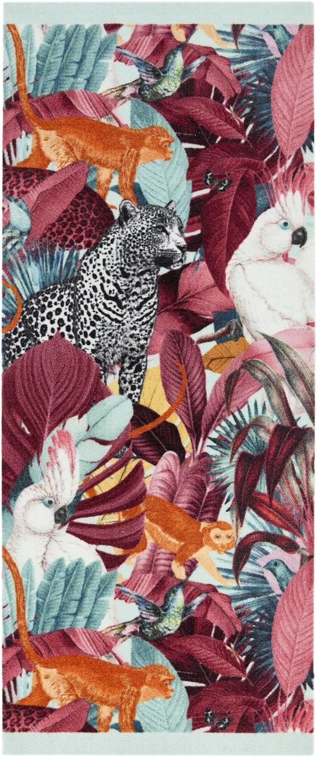 Washable Studio Tropical Rug Non-Slip Mat for Kitchen Hallway Entrance – Multi-Coloured Exotic Palms Rug – 65x150 cm (2’2” x 5’)