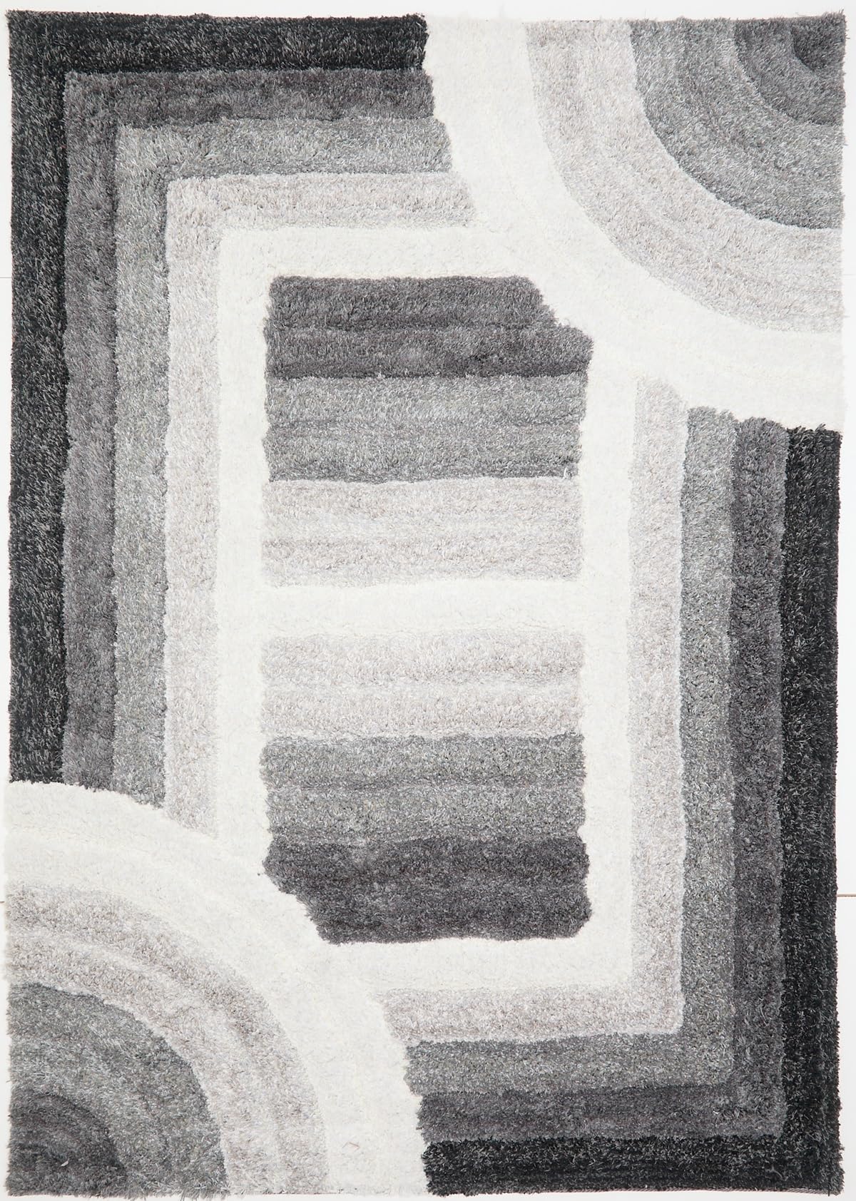 Shaggy Rug for Living Room Bedroom Dining Room Carpet Soft Plush Fluffy Silky Area Floor Trellis Pattern 3D Shaggy Rug in Large Size 160x230 cm (5'3"x7'7")