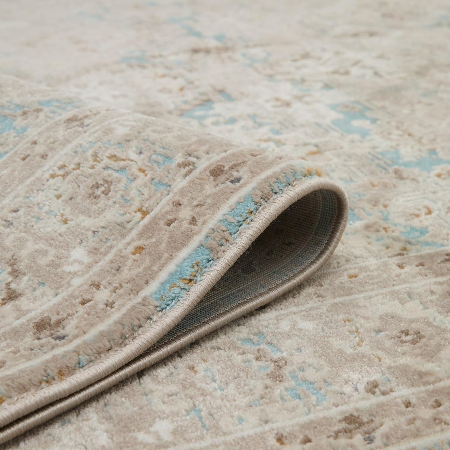 Bordered Blue 550AG Runner – Vintage Traditional Non-Slip Carpet (300 x 80 cm)