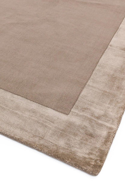 Ascot Rug for Living Room Bedroom Soft Wool Plain Hand Woven High Shine Viscose Bordered Rug