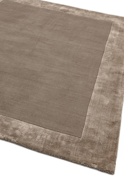 Ascot Rug for Living Room Bedroom Soft Wool Plain Hand Woven High Shine Viscose Bordered Rug