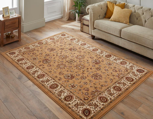 Traditional Rug Bordered Classic Grand Heritage GH102 Million Point Detail Rug – Beige