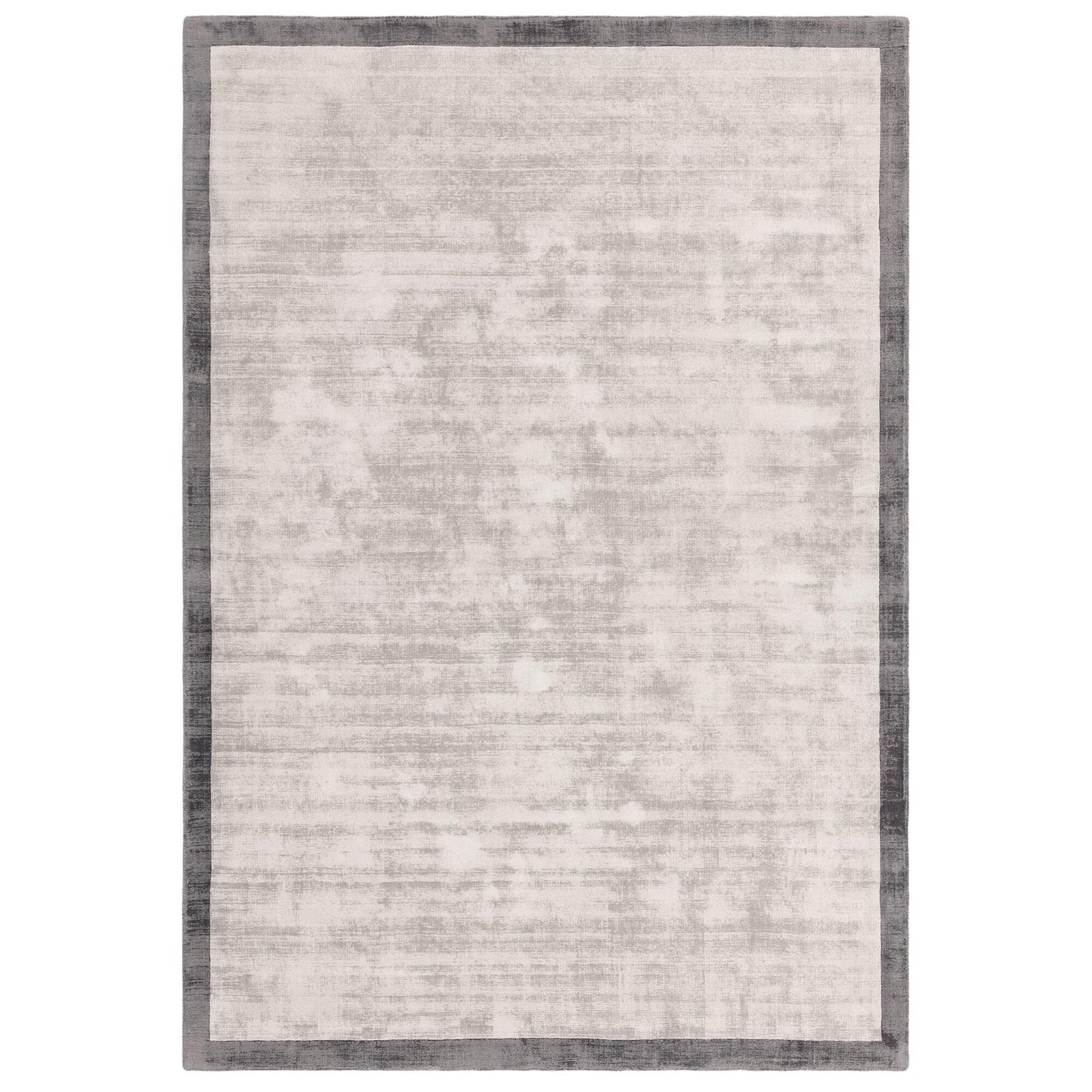 Blade Border Plain Viscose Rug - Handwoven Distressed High-Sheen Silky Soft Luxury