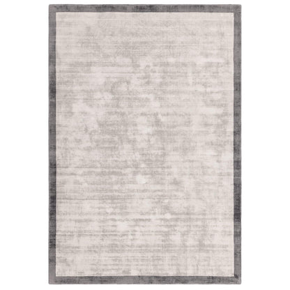 Blade Border Plain Viscose Rug - Handwoven Distressed High-Sheen Silky Soft Luxury