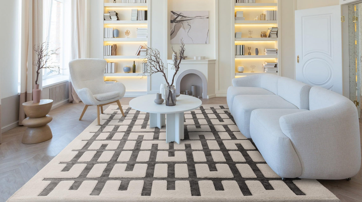 Valley Path Geometric 3D Rug Area Rug for Living Room Bedroom Luxury Lounge Velvety Soft Scandinavian Rug