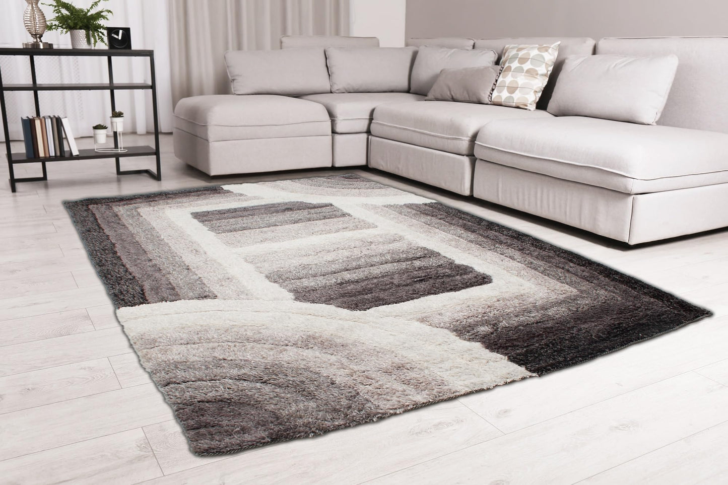 Shaggy Rug for Living Room Bedroom Dining Room Carpet Soft Plush Fluffy Silky Area Floor Trellis Pattern 3D Shaggy Rug in Large Size 160x230 cm (5'3"x7'7")