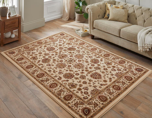 Traditional Rug Bordered Classic Grand Heritage GH102 Million Point Detail Rug – Cream