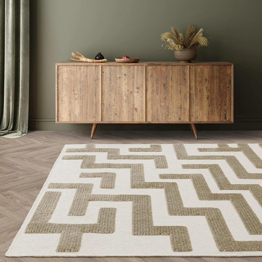 Cove Sand Washable Rug – Soft Abstract Short Pile Carpet
