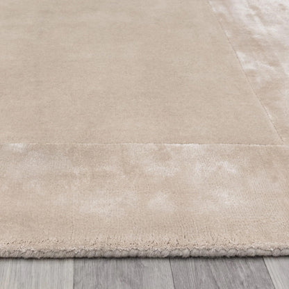 Ascot Rug for Living Room Bedroom Soft Wool Plain Hand Woven High Shine Viscose Bordered Rug