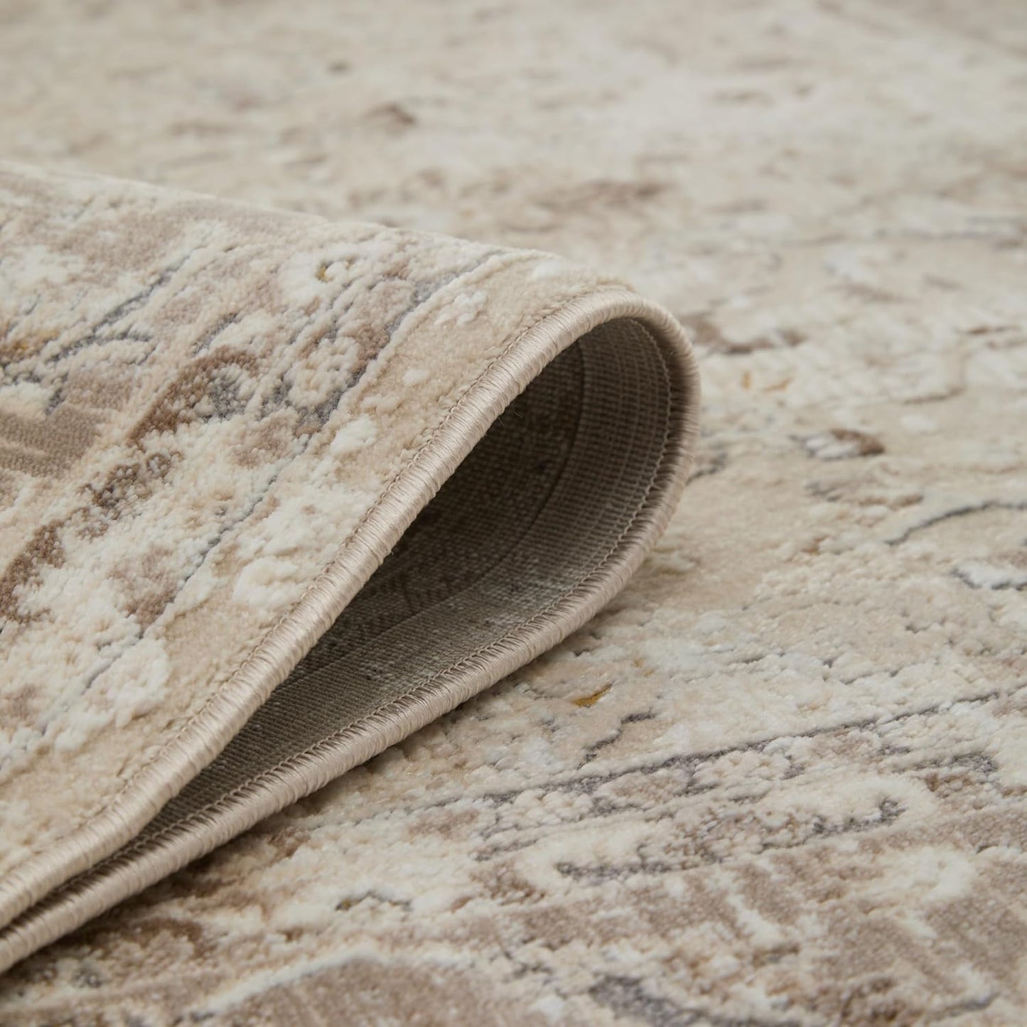 Bordered Cream Beige 553A2 – Traditional Vintage Rug for Dining Room, Living Room, Bedroom, Home Office, Kitchen