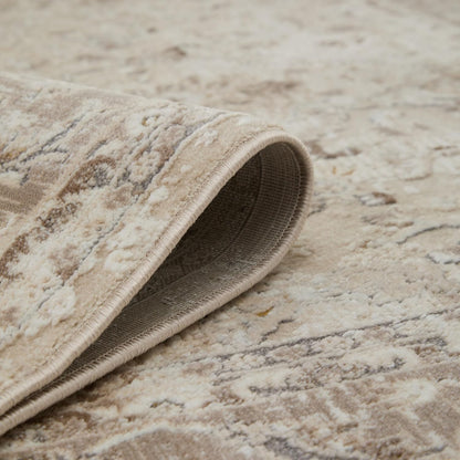 Bordered Cream Beige 553A2 – Traditional Vintage Rug for Dining Room, Living Room, Bedroom, Home Office, Kitchen