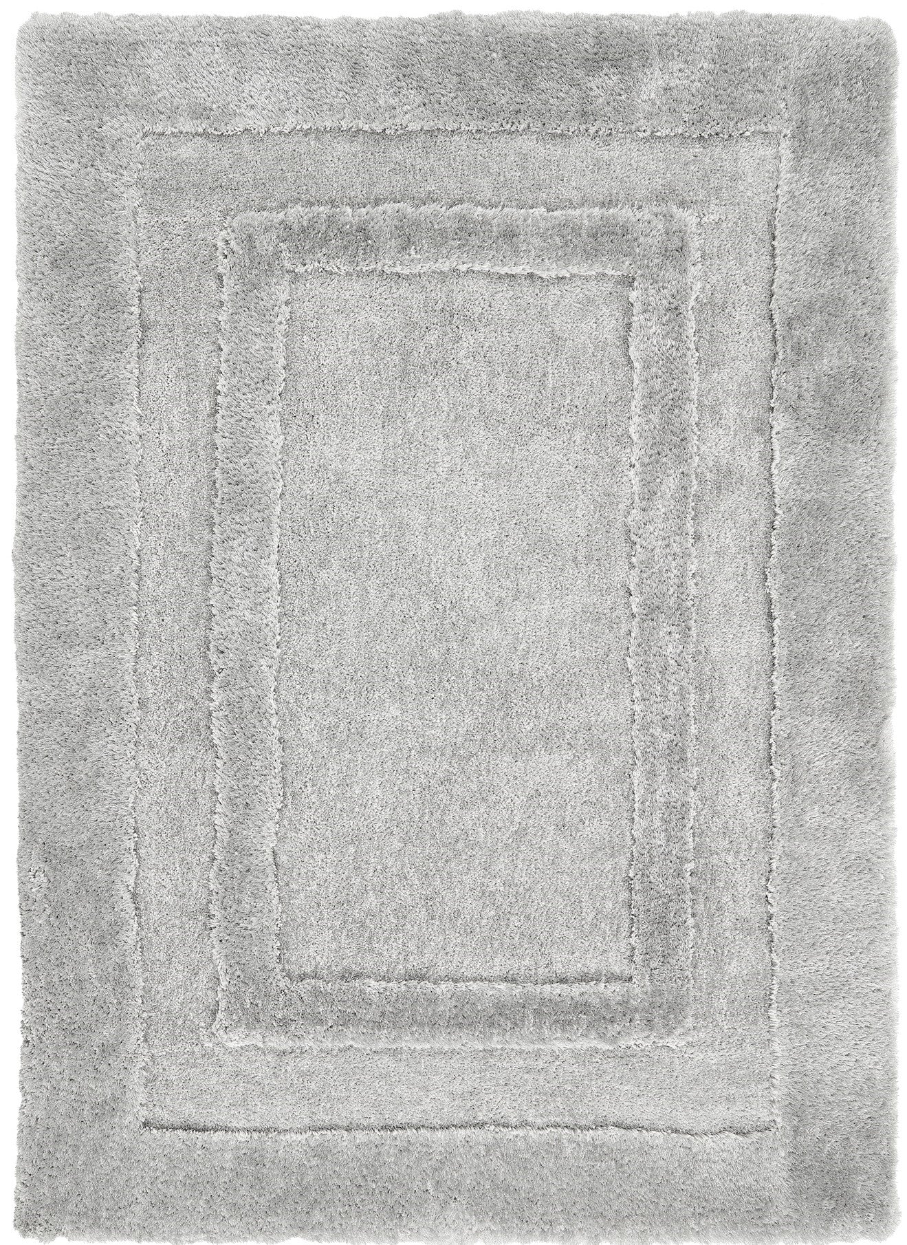 Origins Frame Hand Tufted Soft Silky Thick Shaggy Rug in Silver