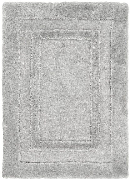 Origins Frame Hand Tufted Soft Silky Thick Shaggy Rug in Silver