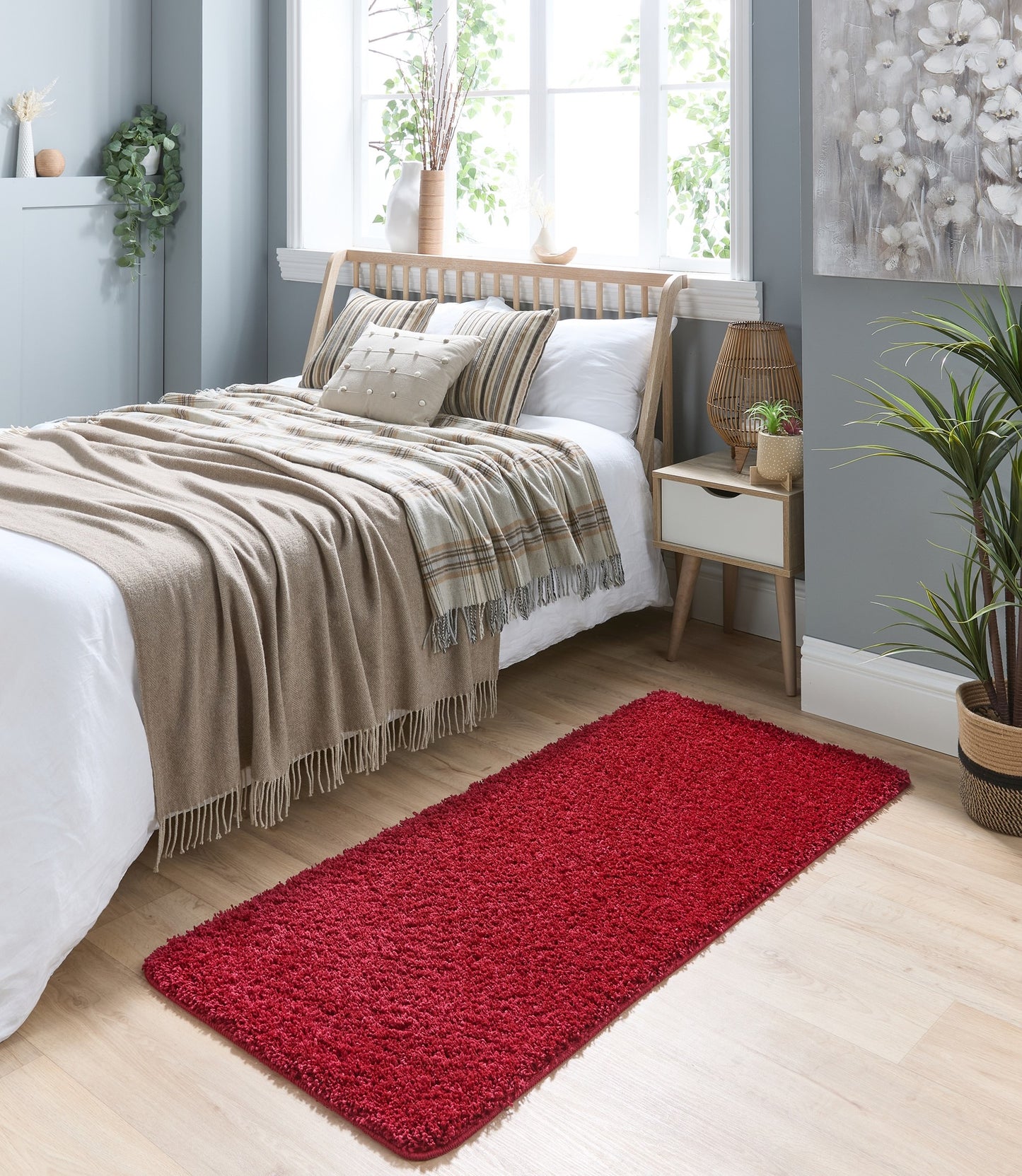 My Washable Shaggy Non-Slip Rug in Red