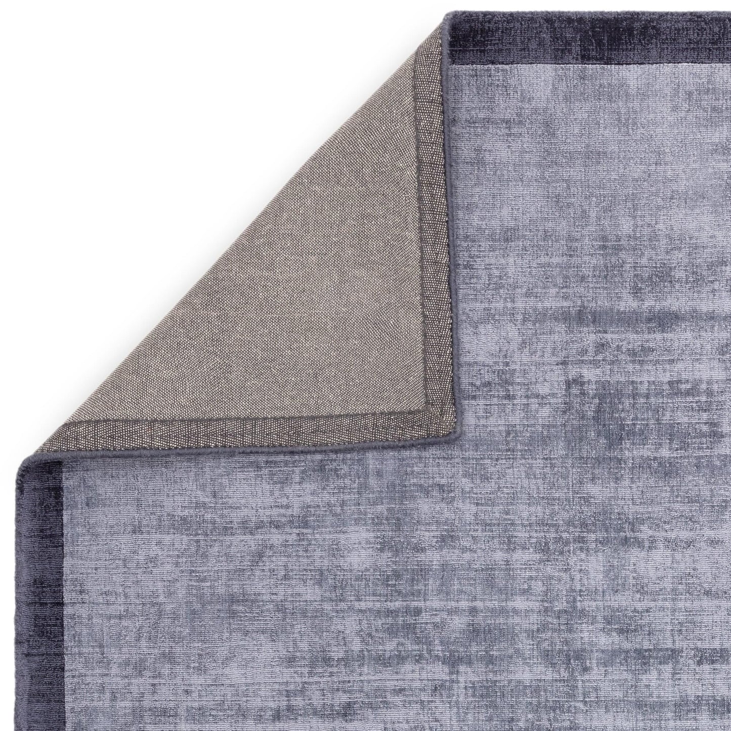 Blade Border Plain Viscose Rug - Handwoven Distressed High-Sheen Silky Soft Luxury