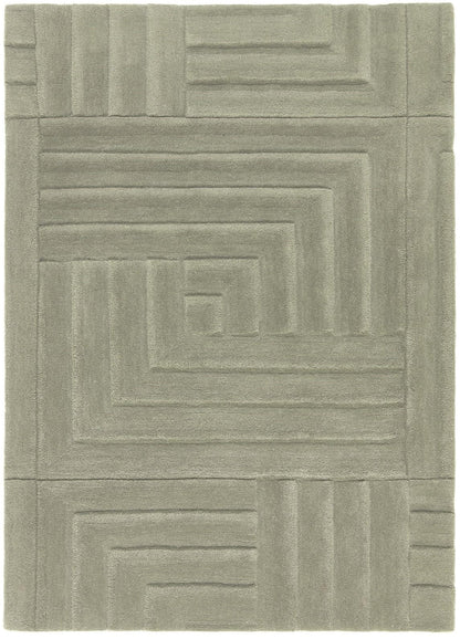 Maze Wool Rug for Living Room Bedroom Hand Tufted Thick Heavyweight Luxurious 3D Geometric Rug