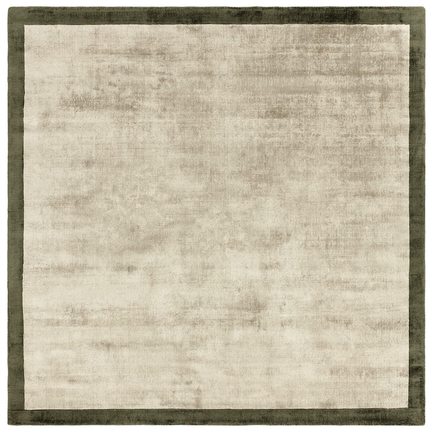 Blade Border Plain Viscose Rug - Handwoven Distressed High-Sheen Silky Soft Luxury