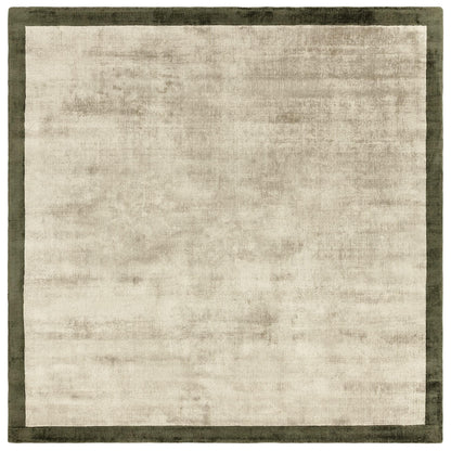 Blade Border Plain Viscose Rug - Handwoven Distressed High-Sheen Silky Soft Luxury