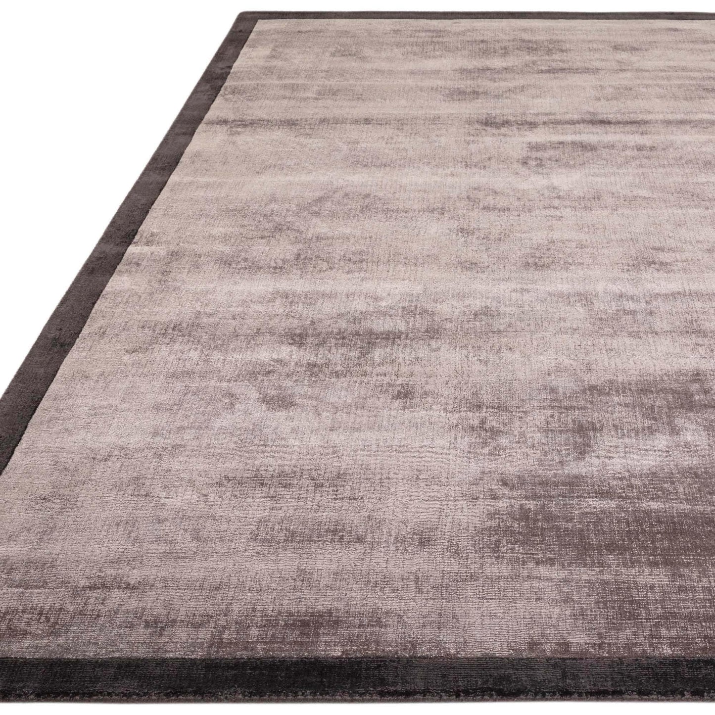 Blade Border Plain Viscose Rug - Handwoven Distressed High-Sheen Silky Soft Luxury