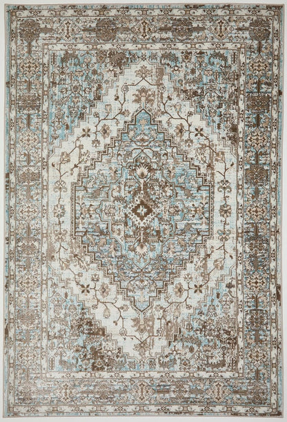 Medallion Blue Anthracite 552AG – Traditional Vintage Rug for Living Room, Bedroom or Dining Area
