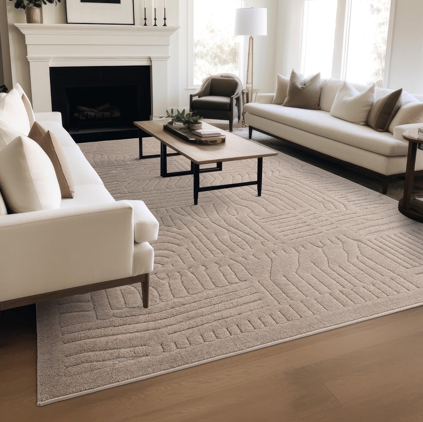 Valley Path Geometric 3D Rug Area Rug for Living Room Bedroom Luxury Lounge Velvety Soft Scandinavian Rug