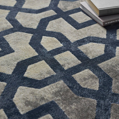 Avanti Luxury Silky Rug Moroccan Geometric Tile Pattern Rugs