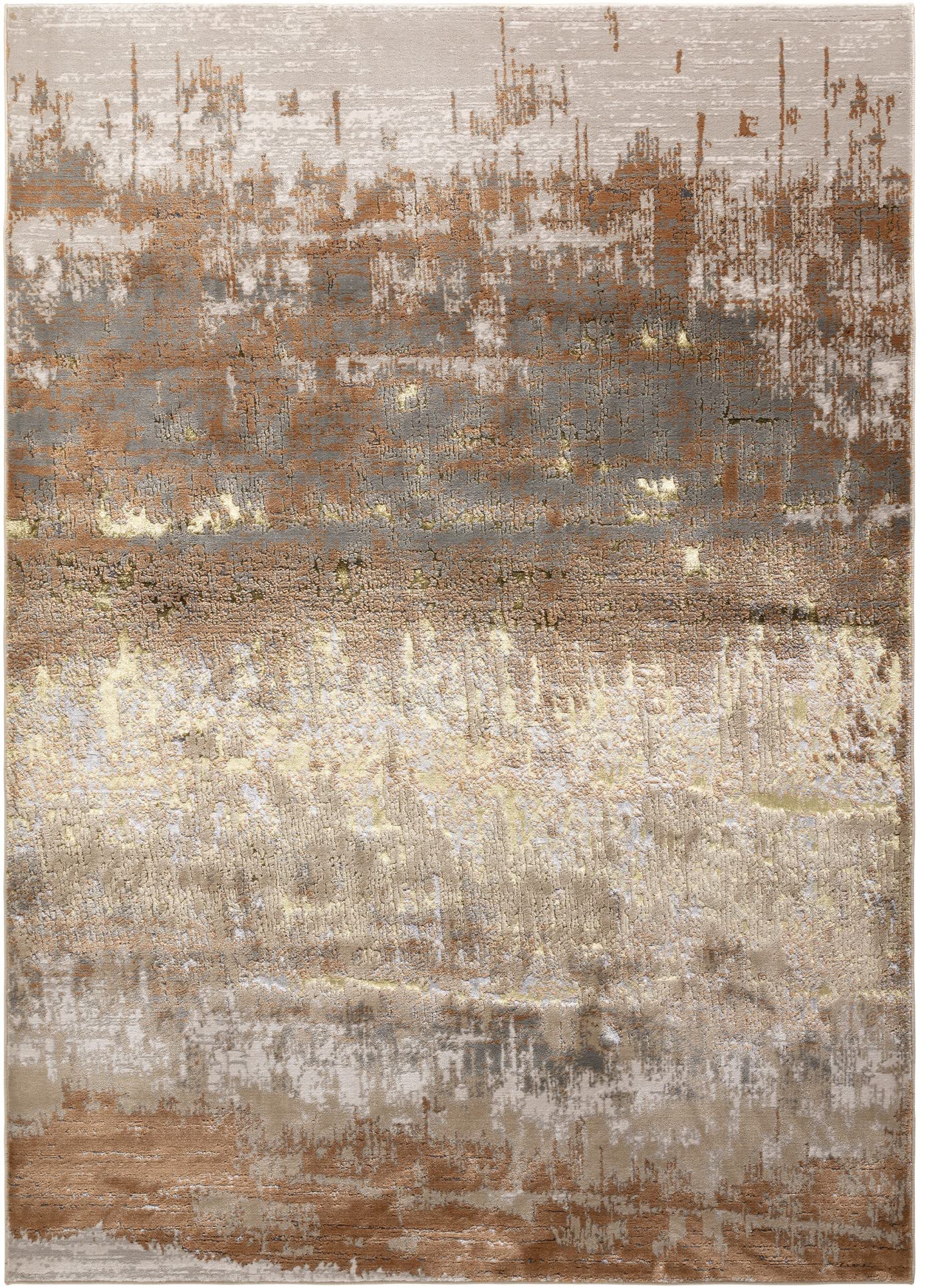 Aurora AU01 Dune Rug for Living Room Bedroom Modern Abstract Silky High Shine Yellow Gold Rug