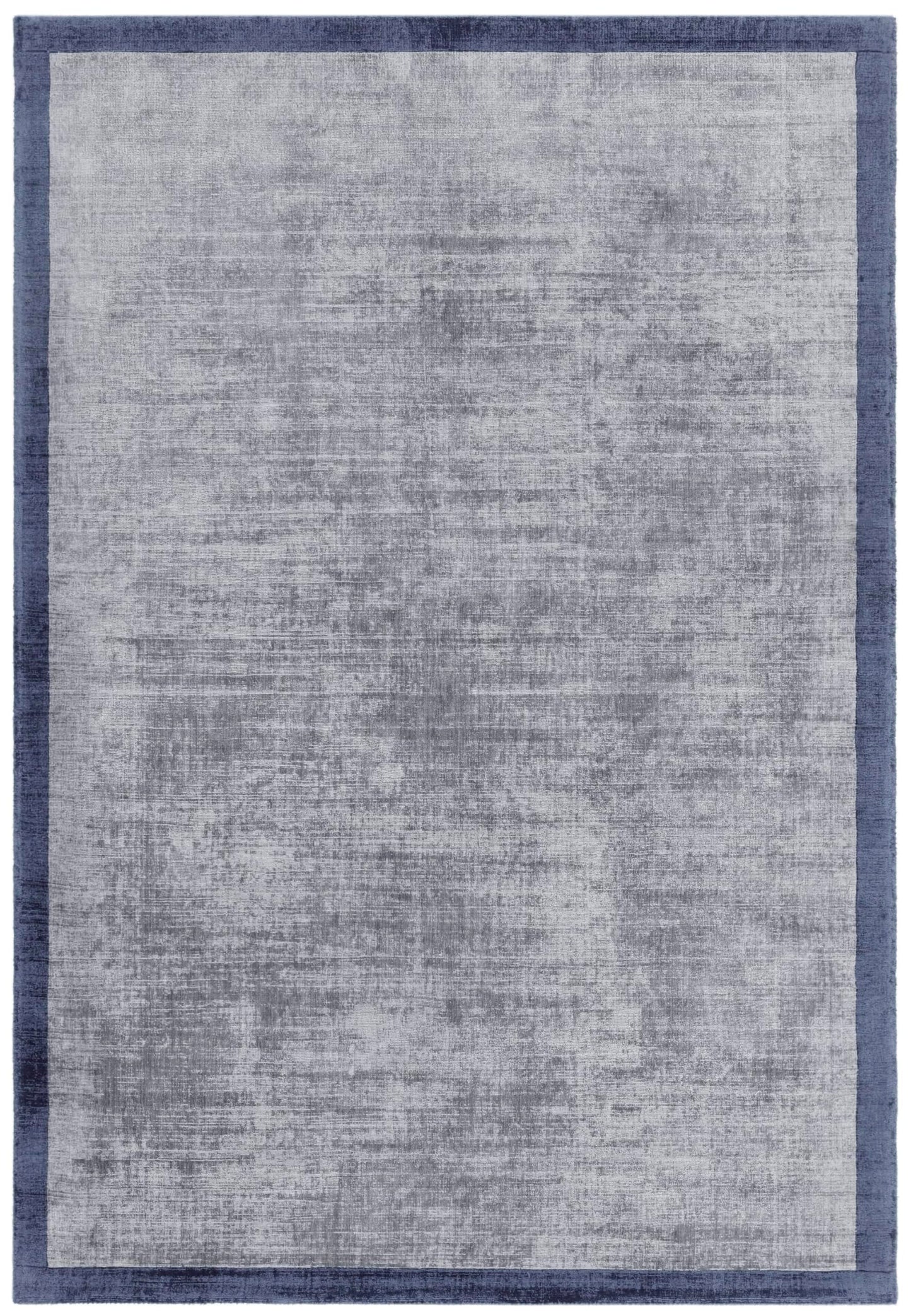 Blade Border Plain Viscose Rug - Handwoven Distressed High-Sheen Silky Soft Luxury
