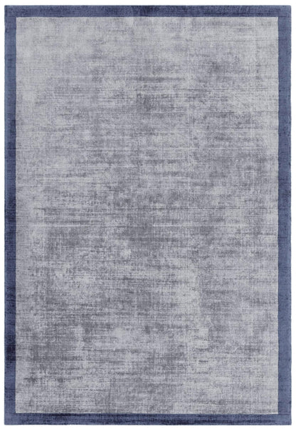 Blade Border Plain Viscose Rug - Handwoven Distressed High-Sheen Silky Soft Luxury