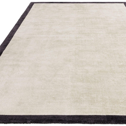 Blade Border Plain Viscose Rug - Handwoven Distressed High-Sheen Silky Soft Luxury