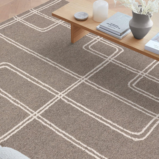 Ada Hand Woven Wool Rug Natural Linear Path Pattern Rugs