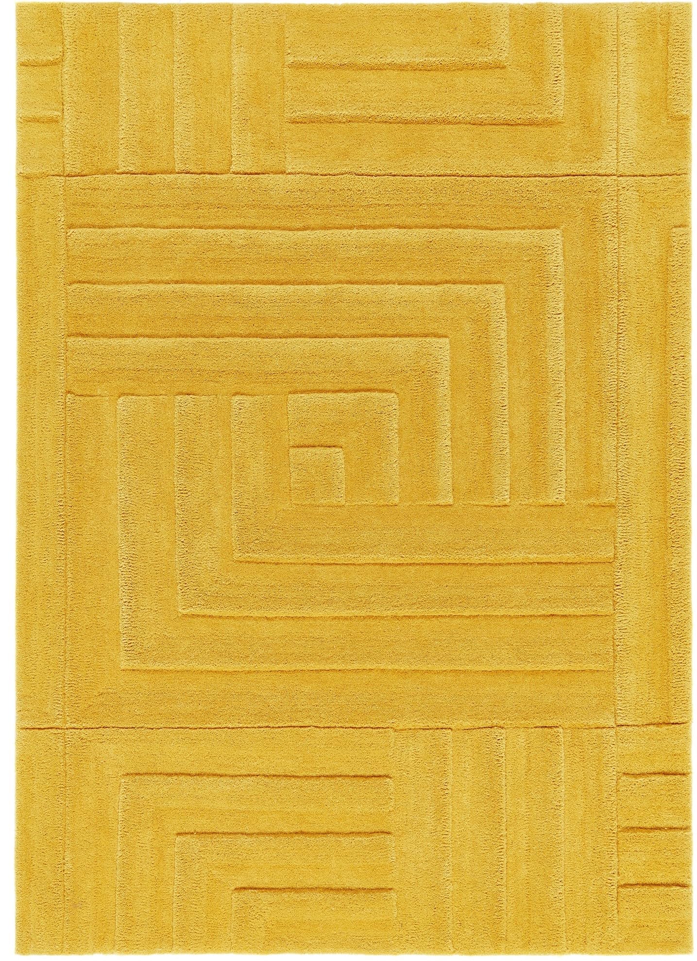 Maze Wool Rug for Living Room Bedroom Hand Tufted Thick Heavyweight Luxurious 3D Geometric Rug