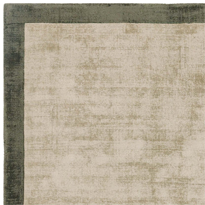 Blade Border Plain Viscose Rug - Handwoven Distressed High-Sheen Silky Soft Luxury