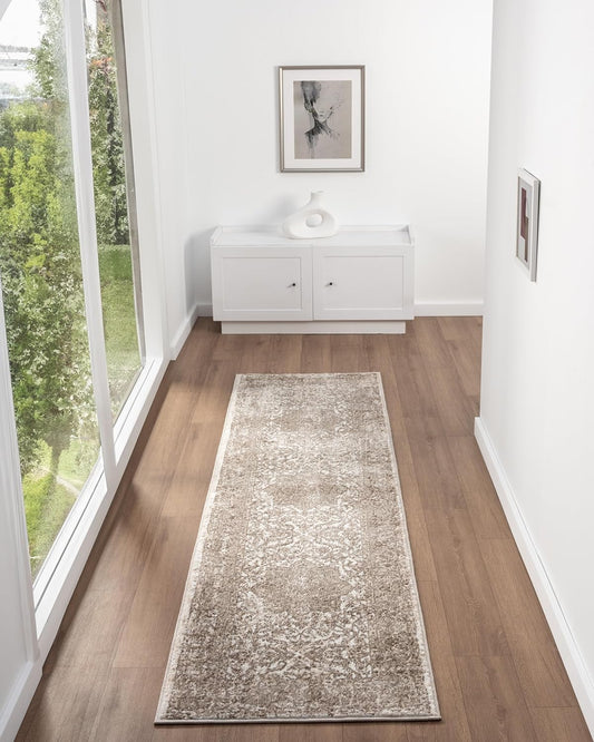 Medallion Anthracite 865AC Runner – Traditional Vintage Non-Slip Hallway Rug