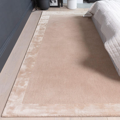 Ascot Rug for Living Room Bedroom Soft Wool Plain Hand Woven High Shine Viscose Bordered Rug