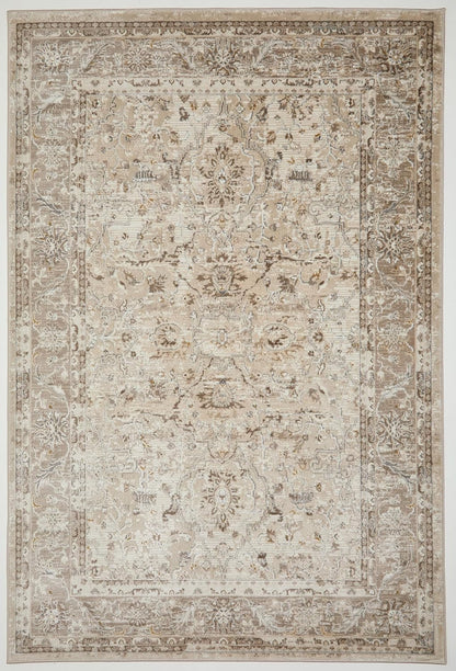 Bordered Cream Beige 553A2 – Traditional Vintage Rug for Dining Room, Living Room, Bedroom, Home Office, Kitchen