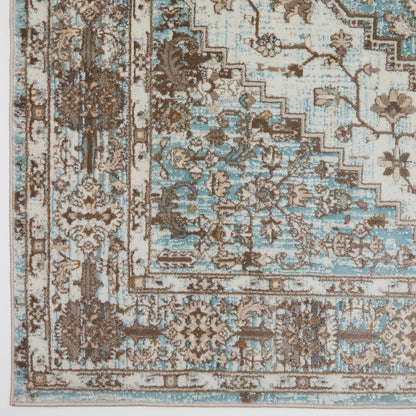 Medallion Blue Anthracite 552AG – Traditional Vintage Rug for Living Room, Bedroom or Dining Area