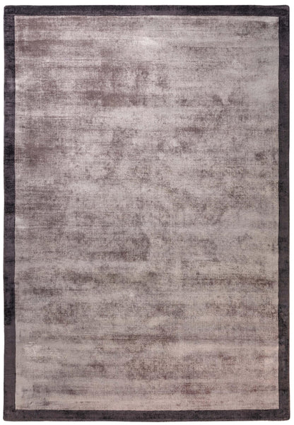 Blade Border Plain Viscose Rug - Handwoven Distressed High-Sheen Silky Soft Luxury