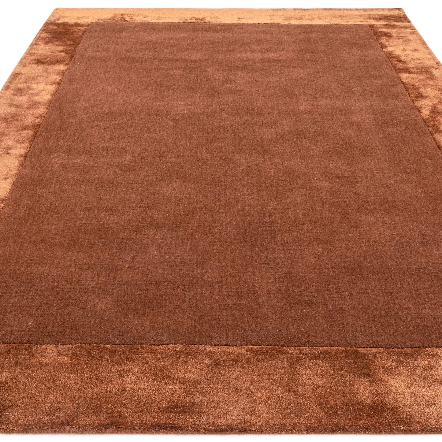 Ascot Rug for Living Room Bedroom Soft Wool Plain Hand Woven High Shine Viscose Bordered Rug