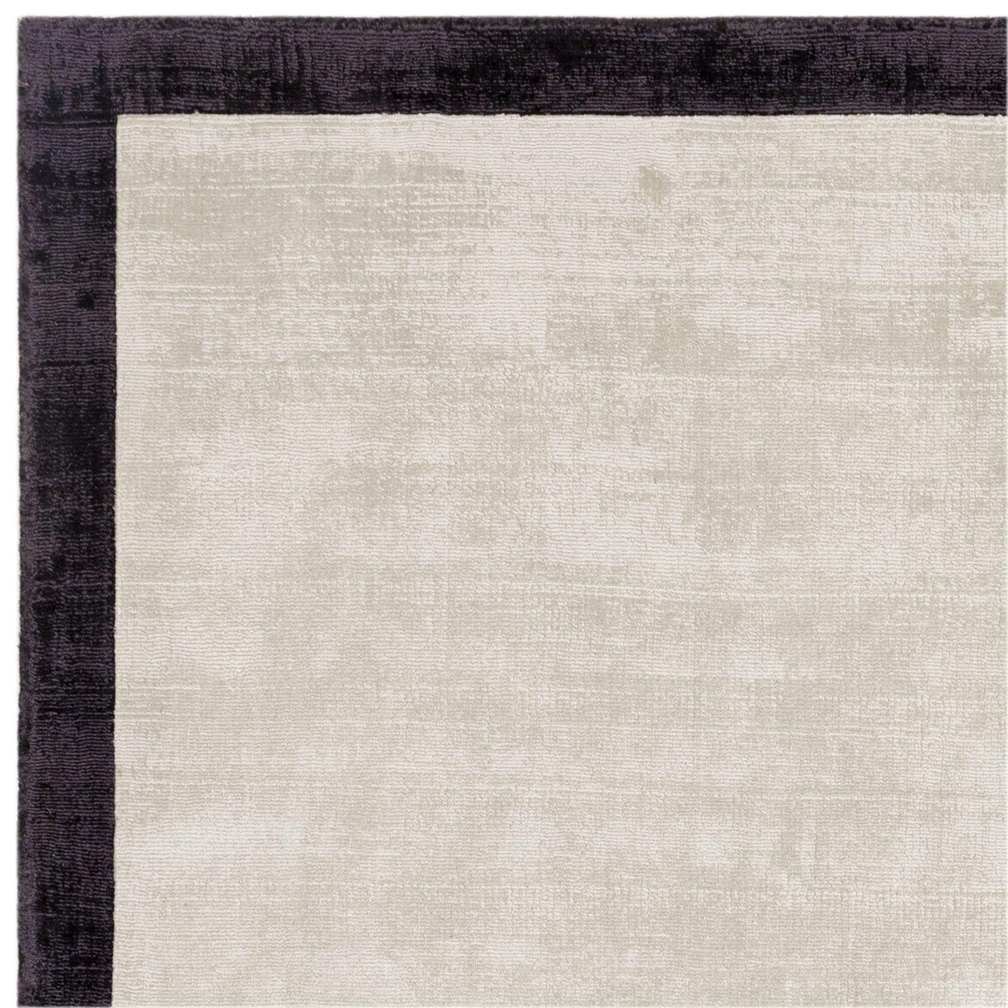 Blade Border Plain Viscose Rug - Handwoven Distressed High-Sheen Silky Soft Luxury