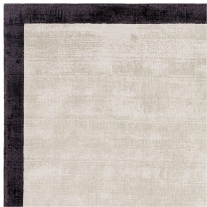 Blade Border Plain Viscose Rug - Handwoven Distressed High-Sheen Silky Soft Luxury