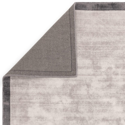 Blade Border Plain Viscose Rug - Handwoven Distressed High-Sheen Silky Soft Luxury
